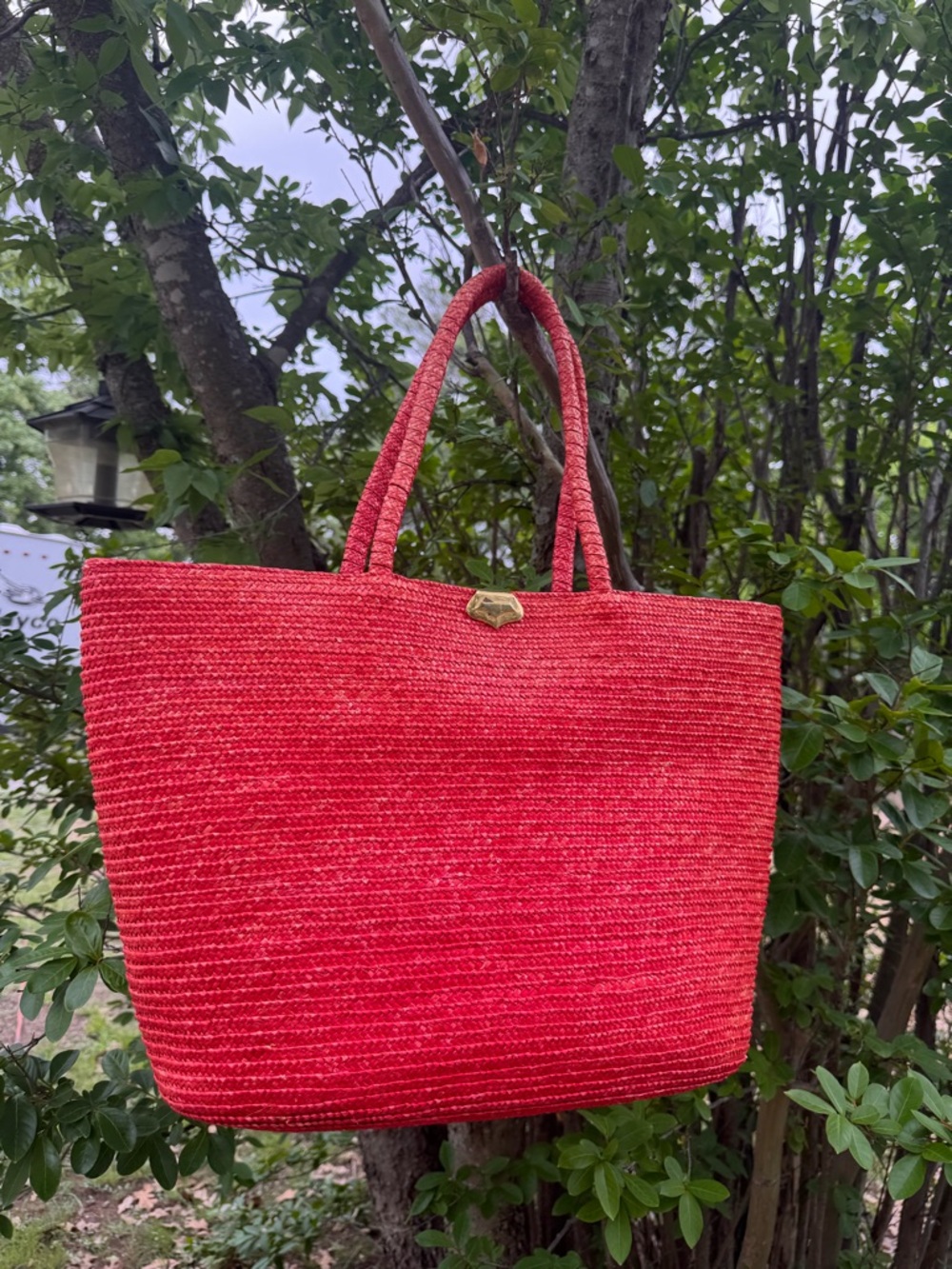 Vintage farmers market straw bag